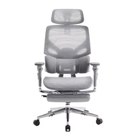 Fauteuil de bureau exécutif moderne en maille intégrale, base en aluminium, ergonomique et réglable avec repose-pieds pour le bureau à domicile (vente en gros)
