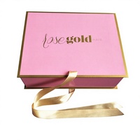Boîte cadeau magnétique rigide rose de qualité supérieure avec logo personnalisé, bordure dorée et impression marbrée