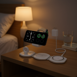 CINFII Estación de carga inalámbrica plegable 3 en 1 para iPhone, Apple Watch, Airpods, cargador de viaje rápido MagSafe, color blanco - Product Image 2