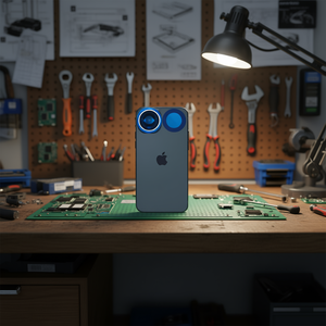 Objectif de caméra arrière bleu avec cadre pour iPhone 12, pièce de réparation électronique - Product Image 3