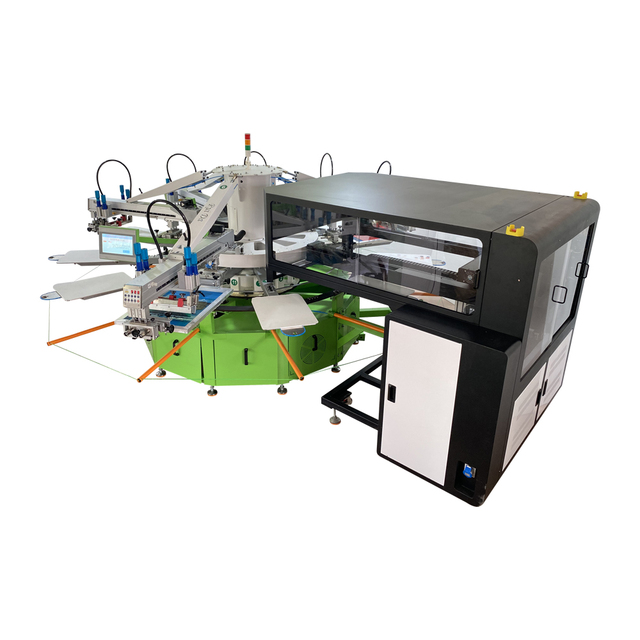 DTG Directly Printer 4 Head I3200 Hybrid Digital with 6 Color 16 Station Automatic Screen Printing Machine for Fabric Garments