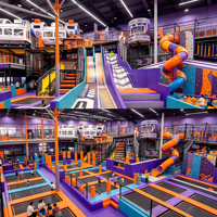 Équipement de jeu intérieur personnalisé pour centre commercial, maternelle, avec toboggans et trampoline, aire de jeux pour enfants