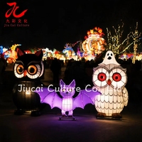 Maßgefertigte Chinesische Seiden-Halloween-Laterne Wasserdichte Gruselige Schwarze Katze Fledermaus Eule Horror-Tier-Laterne für Outdoor-Festival-Dekoration