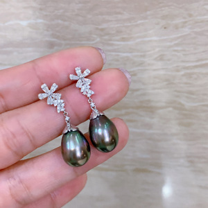 Plateau à boucles d'oreilles de luxe en or massif 18 carats véritable, poli miroir, serti de diamants naturels transparents, pour incrustation de perles personnalisée - Product Image 3