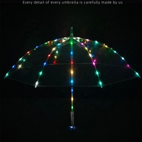 Parapluie LED transparent en PVC de 23 pouces 8K, multicolore, lumineux, design moderne et luxueux, manuel, fonctionne avec 3 piles AAA, pour scène