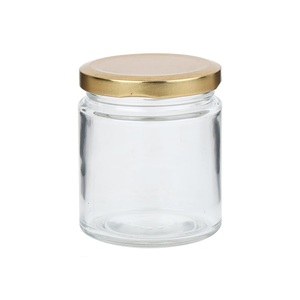 Bán buôn nhỏ vòng lọ thủy tinh mứt 200g MứT ThủY Tinh thực phẩm thủy tinh Jar bao bì với vít kim loại nắp OEM nhãn - Product Image 1