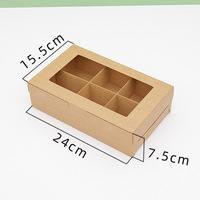 Boîte d'emballage en papier kraft blanc à 4, 6 ou 12 compartiments pour donuts, cupcakes, biscuits, chocolat, avec fenêtre