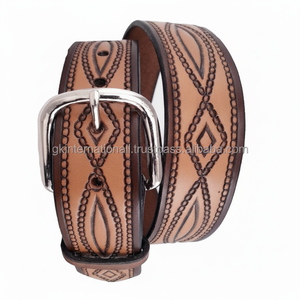Men's Hand Carved Rope Design Embossed Genuine Western <b>Leather</b> <b>Tooling</b> <b>Belt</b> for Men & Women in All Custom Sizes and Best Price - Product Image 1