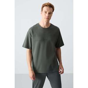 Ensemble de survêtement pour homme en coton kaki, épais, doux, texturé, coupe ample, basique - 85261 - Kaki/khaki - Product Image 2
