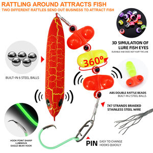 Seacrazy nouveau B5 éclairage enduit poisson-chat plate-forme 100mm 5.16in 13.2g crayon <span class=keywords><strong>Popper</strong></span> leurre artificiel dur appât W lumineux cercle crochets - Product Image 3