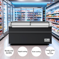 Congélateur coffre commercial grande capacité avec porte vitrée, congélateur horizontal robuste avec compresseur pour supermarché