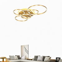 Lustre de plafond en fer acrylique doré LED, design artistique moderne, luxe léger, chambre à coucher