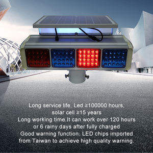 ไฟเตือนพลังงานแสงอาทิตย์แบบกระพริบสีแดงสีน้ำเงินไฟเตือนการจราจร LED กันน้ำสองด้าน4ชุด - Product Image 2