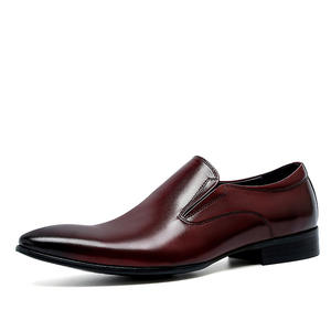 Chaussures habillées pour hommes en cuir véritable à bout pointu, décontractées et élégantes, chaussures en cuir rétro pour hommes - Product Image 1