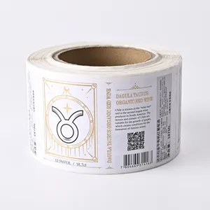 Custom Gold Foil Packing Sticker Rolls Self-Adhesive Paper Embossed Glossy Waterproof Custom Logo Brand Label Printing Services