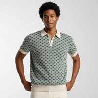Pull tricoté personnalisé pour homme, en coton jacquard, style polo, à manches courtes, avec motif, pour l'été