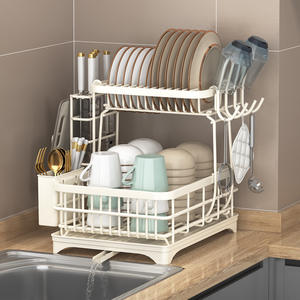 ชั้นวางจานชามในครัว 2 ชั้น ขนาดใหญ่ พร้อมถาด ชั้นวางแบบแห้งเร็ว - Product Image 2