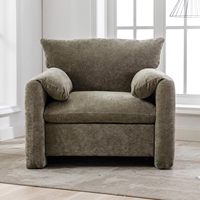 Fauteuil surdimensionné en chenille de style moderne avec structure en bois, chaise longue individuelle 38,6'' de large, pour salon et chambre, vert matcha