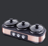 Cuisinière lente électrique portable 1,5 L à trois compartiments, 3 pots, soupe, ragoût, réglages automatiques, étanche pour un usage domestique