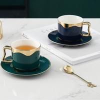 Tasse à café moderne minimaliste en céramique écologique réutilisable avec soucoupe gaufrée petite et raffinée, ensemble 220 ml, pour le thé de l'après-midi haut de gamme