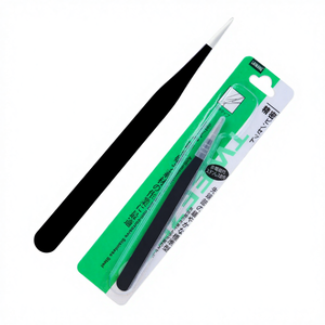 Pince à épiler noire en acier inoxydable, droite et courbée, pour cils, pointe fine, outils de manucure et nail art - Product Image 4