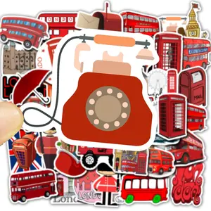 London Gaya Merah Stiker Vinil untuk Laptop Sepeda Bagasi Pesta Nikmat Tahan Air