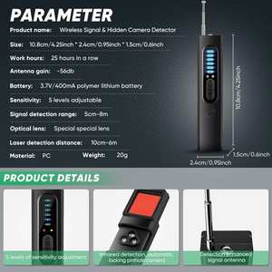 Detectores de Cámaras Ocultas y Micrófonos Espía 2025, Detector de Cámaras GPS Anti-espionaje, Hecho en China - Product Image 5