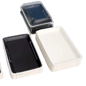 SUSHI Packaging Suppliers Micro Flute Paper Tray Paper Cake Container WATER-BASED Coating 3 Layer Cake Drums 8 Inch PET Dome Lid