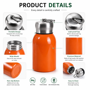 Mini Termo Portátil de Acero Inoxidable de 300 ml, Taza Aislada al Vacío con Asa y Anillo para Vehículo OEM - Product Image 4
