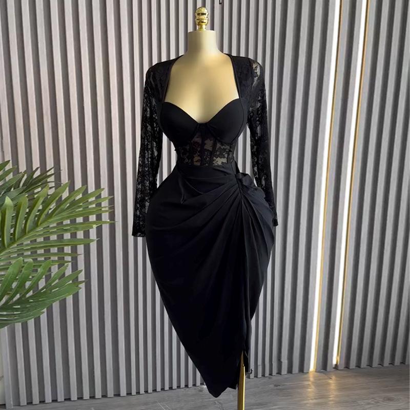 black formal dresses off the shoulder Ariya Black A line Off the Shoulder Glitter Tulle Prom Dress with Slit Black / 14 main image 1