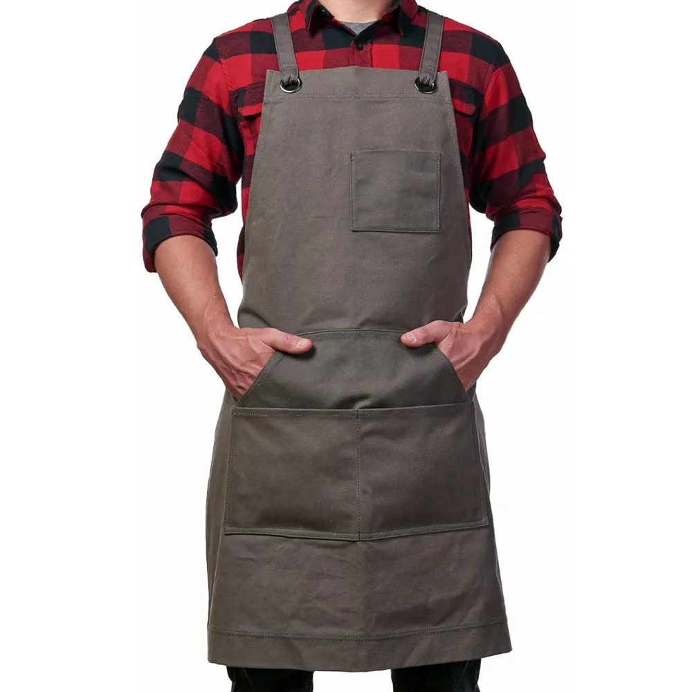 Custom logo Cotton Canvas Cooking Bbq Chefs Kitchen Apron Canvas Apron work apron