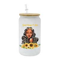 Autocollants de transfert étanches pour fille Afro, gobelets UV DTF, cup, décalcomanies personnalisées, 4 pouces, mois de l'histoire des Noirs, transfert UV DTF