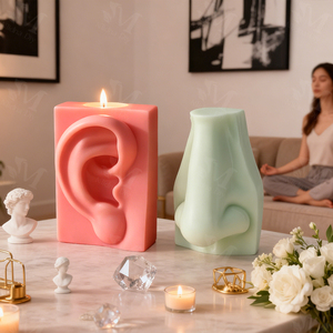 Velas Aromáticas Artísticas Hechas a Mano <span class=keywords><strong>con</strong></span> Forma <span class=keywords><strong>de</strong></span> Cara Humana, Boca y Labios, Cera <span class=keywords><strong>de</strong></span> Soya Ecológica, Nariz, Ojos y Orejas en 3D, <span class=keywords><strong>Vela</strong></span> <span class=keywords><strong>de</strong></span> Aromaterapia N-042 - Product Image 3