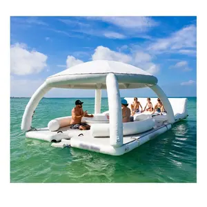 Drop Stitch PVC casa inflável barco inflável mesa flutuante sofá doca plataforma Water Lounge Raft Inflável Flutuante Ilha