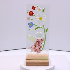 جودة عالية اليدوية زجاج منصهر النحت تمثال زخرفة مع الخشب قاعدة - Product Image 3