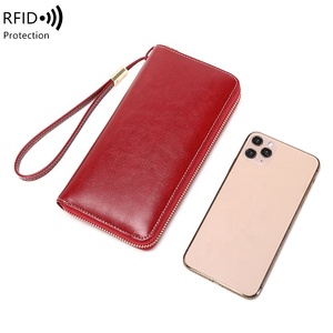 Borsa multifunzione RFID da donna con pochette-arge Vintage in tinta unita portamonete Multi-card <span class=keywords><strong>porta</strong></span> <span class=keywords><strong>carte</strong></span> portafoglio lungo - Product Image 2