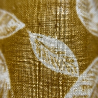 Tissu Imprimé en Ramie 100% Premium 100S, 60 g/m², Ultra Fin et Respirant, Idéal pour Robe d'Été, Motif Feuille de Moutarde, Largeur 55/56 pouces