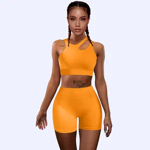 Beagmg In Stock Womens Sexy Yoga Sports Fitness Bra And Shorts Summer Seamless Stretchy Yoga Wear Sets Am877