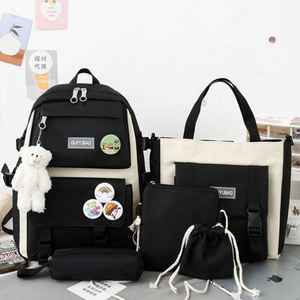 Conjunto de Mochilas Escolares Impermeables con Diseño Personalizado - 5 Piezas, Mochila Moderna y Bonita para Adolescentes, Unisex, Gran Capacidad, con Cierre, Estilo Preppy - Product Image 4