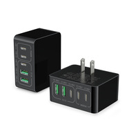 Chargeur rapide multi-ports 40W 5 ports 3C2A PD20W Type-C USB-A, bloc de charge de voyage ignifuge, prise EU US UK pour téléphone portable et ordinateur portable