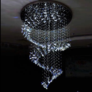 Chất lượng cao hiện đại thép không gỉ Tinh thể thủy tinh bướm ánh sáng mặt dây chuyền điều chỉnh chiều cao dẫn tiết kiệm năng lượng <span class=keywords><strong>Dimmable</strong></span> cho khách sạn - Product Image 5