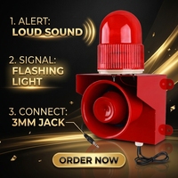 Alarme sonore LED 3,5 mm avec déclenchement audio, lumière clignotante d'avertissement 120 dB pour dispositif de surveillance d'atelier