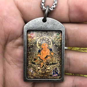 Thangka Style Buddha Amulet Pendant Stainless Steel Shield Shape <b>Necklace</b> For Men Women Fashion Jewelry 216097 - Product Image 1