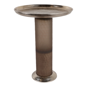 Tavolino con piedistallo in metallo e piano in vetro, tavolino contemporaneo piccolo per comodino o tavolino da notte - Product Image 5