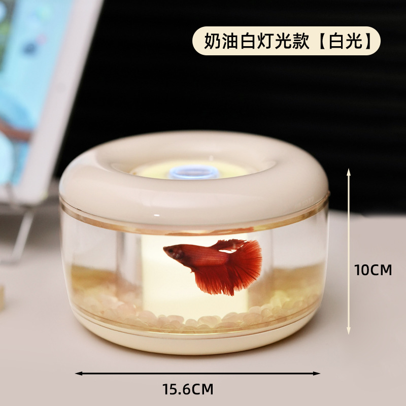 Design blanc crème à lumière froide [Aquarium en forme d'anneau avec lumière]