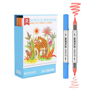 Set di pennarelli acrilici Mobee P-9101/24 Direct Liquid Multicolor Paint Pens con punta a pennello e doppia punta per pittura e progetti artistici - Product Image 1