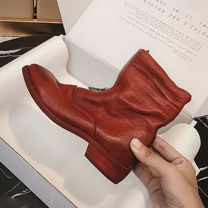 Cremallera frontal moda británica primavera Damen <span class=keywords><strong>Stiefel</strong></span> suela gruesa zapatos de seguridad motocicleta caballo mujeres botas occidentales - Product Image 5