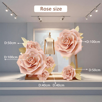 Fleurs géantes artificielles en mousse, roses couleur champagne, décorations de magasin, décors de fête de mariage et accessoires.