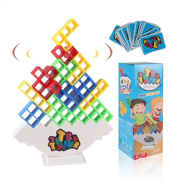 48 Pcs Tower Balance Stacking Blocks Game Board Games Family Parties Travel Players Team Building Toy