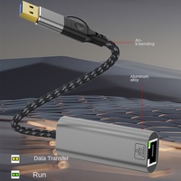Adaptador de tarjeta de red USB3.0, adaptador Ethernet, tarjeta de red de aleación de aluminio trenzado de 2,5 Gbps para ordenador, teléfono móvil USB/tipo C